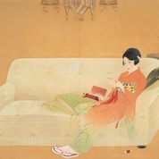 「絵になる姿―装い上手な少女・婦人・舞妓たち―」作品紹介①中村大三郎《編物》